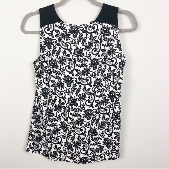 LOFT | Black & White Floral Sleeveless Tank Top SP - Picture 5 of 6